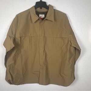 Woolrich Lined Fishing Shirt Khaki Large Long Sleeve Men's Outdoor Classic